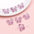 Sparkly purple acrylic butterfly beads with pink glitter for DIY jewelry making - 18x14mm (10 Pieces/Pack) / Purple