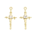 Y2K gold thorn cross pendant with square zircon stone for DIY jewelry making - Cross Square Gold White Rhinestone