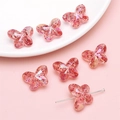 Pink acrylic butterfly beads with red glitter and faceted finish for DIY jewelry - 18x14mm (10 Pieces/Pack) / Red