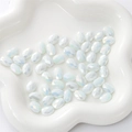 Faceted oval crystal beads in creamy white with AB rainbow coating for DIY jewelry - Flat Oval (BBA112) / 8x11mm (10 Pieces/Pack) / Solid White