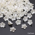 DIY accessory white pearl flower spacer beads 13x7mm for handmade jewelry crafting - Morning Glory (#13) / 13x7mm (30 Pieces/Pack) / Pearl White