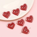 Transparent red acrylic heart beads with center holes for DIY jewelry making - Red