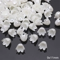Pearlescent white 9x11mm lily of the valley flower spacer beads for DIY jewelry making - Lily of the Valley (#14) / 9x11mm (40 Pieces/Pack) / Pearl White