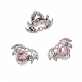 Pink heart winged glass pendant for handmade DIY bracelets and craft jewelry making - Heart Wings Style / 1 Piece/Pack (23x17mm) / Pink