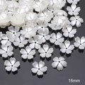 DIY jewelry parts featuring 15mm white pearl ABS flower spacer beads with five petals - Five-petal Flower (#15) / 15mm (40 Pieces/Pack) / Pearl White