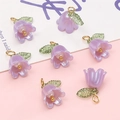 Pearlescent purple lily of the valley acrylic flower charms for DIY jewelry making - Trial Pack / Light Purple