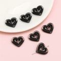 DIY acrylic heart beads in black and clear colors for making handmade jewelry - Black