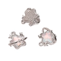 Silver star-shaped pendant with iridescent stone and sparkling crystal accents - Star Style / 1 Piece (15x15mm) / White