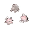 Pink star-shaped alloy charm with silver finish and sparkling crystal for DIY jewelry - Star Style / 1 Piece (15x15mm) / Pink