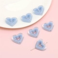 Transparent acrylic heart-shaped beads with light blue inner lines for DIY jewelry - Blue