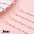 Bastelkette mit 3mm weißen ABS-Perlen und Golddraht für DIY-Schmuck und Accessoires - 3mm Perle / 50cm/Packung / Gold