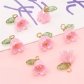 Anhänger Maiglöckchen aus Acryl in Rosa mit Perlmuttglanz und goldenem Ring - Große Edition / Phantomrosa