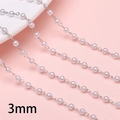 DIY-Schmuckzubehör mit 3mm weißer ABS-Perlenkette und silbernem Metallverbindungsglied - 3mm Perle / 50cm/Packung / Silber