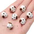 Handmade ceramic dog beads with brown spots for DIY jewelry making and phone charms - White Puppy Head (14x10mm) / 1 Piece Per Pack