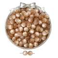 Spherical mocha cat-eye resin beads for DIY jewelry making in a decorative silver tray - Coffee