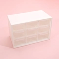 Minimalist white 9-grid acrylic organizer with transparent drawers on pink background - 18*9.8*12cm / Square Grid Organizer