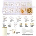 Bastelset für Schmuck mit weißen ABS-Perlen und goldenem Zubehör in einer Box - Barockperlen Und Zubehör Set