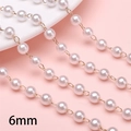 6mm weiße Perlenkette mit Goldringen für DIY-Schmuck und Haarschmuck-Accessoires - 6mm Perle / 50cm/Packung / Gold