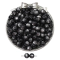 Polished black cat eye resin beads for jewelry making with unique silk luster finish - Black