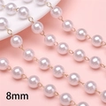 8mm weiße ABS Perlenkette mit goldenen Metallgliedern für DIY Schmuckherstellung - 8mm Perle / 50cm/Packung / Gold