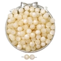 Polished round resin faux cat eye beads in cream white for DIY jewelry making - Beige