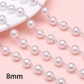 8mm weiße ABS-Perlenkette mit silbernem Metallglied für DIY-Schmuckherstellung - 8mm Perle / 50cm/Packung / Silber