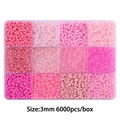 Pink gradient 3mm seed bead DIY kit in a 12-compartment box with 6000 pieces - 12-Grid Seed Bead Kit (Approx. 6000pcs/Box) / Pink Series