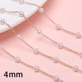 Elegante 4mm weiße ABS-Perlenkette mit goldenen Drahtgliedern für DIY-Schmuckherstellung - 4mm Künstliche Perle (2cm Intervall) / 50cm/Packung / Gold