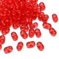 Translucent red peanut-shaped acrylic beads with double holes for DIY jewelry making - Red