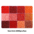 3mm glass seed beads kit with 12 warm colors for DIY jewelry making 6000pcs - 12-Grid Seed Bead Kit (Approx. 6000pcs/Box) / Red Series