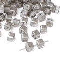 Smoky grey square faceted crystal glass beads with hole for DIY jewelry making - 7x7mm Gray