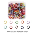 Kit de joyería DIY con 200 piezas de argollas de metal de 8mm en colores mixtos - Modelo 03 Anillos de Salto Abiertos (8mm) / Colores Mezclados al Azar