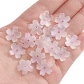 Frosted pink cherry blossom beads in palm of hand for DIY bracelet jewelry making - 15mm (Approx. 1.5mm Hole, 10 Pcs/Pack) / Clear