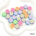 Perles trèfle en acrylique 15mm colorées avec cœur, mélange macaron pour bijoux DIY - Couleurs Mélangées Aléatoires / Lot de 10 / Trèfle (15mm)
