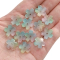 DIY frosted gradient cherry blossom beads in pastel pink, blue, and yellow for jewelry - 15mm (Approx. 1.5mm Hole, 10 Pcs/Pack) / Gradient Blue Pink Green