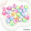 Perles papillon bicolores en acrylique aux tons macaron pour bijoux DIY 17x13mm - Couleurs Mélangées Aléatoires / Lot de 10 / Papillon (17x13mm)