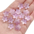 Frosted purple gradient cherry blossom glass flower beads for DIY jewelry making - 15mm (Approx. 1.5mm Hole, 10 Pcs/Pack) / Gradient Purple