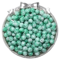 8mm green and white marble pattern glass beads in a silver bow tray for DIY jewelry - 8mm (30 Pcs/Pack) / Green