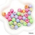 14mm acrylic beads with macaron stripe patterns for DIY handmade jewelry crafting - Random Mixed Colors / 10 Pieces Pack / Striped Round Bead (14mm)