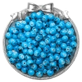 8mm bright blue ink-wash glass beads with black splatter for DIY jewelry crafting - 8mm (30 Pcs/Pack) / Teal
