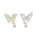 DIY alloy butterfly charms in matte silver with yellow and blue enamel finish - 5# Butterfly With Bead Drop Style-Yellow Blue (BJI1169) / 1 Piece
