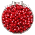 Deep red marbled glass beads 8mm with white swirl texture for DIY jewelry making - 8mm (30 Pcs/Pack) / Red