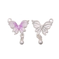 Silver alloy butterfly pendant with purple gradient enamel for DIY jewelry making - 6# Butterfly With Bead Drop Style-Gradient Purple (BJI1169) / 1 Piece