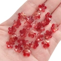 Sparkly red cherry blossom glass beads with gold glitter for DIY jewelry making - 11mm (1mm Hole, 10 Pcs/Pack) / Gradient Gold Shimmer Red
