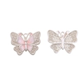 Silver alloy butterfly pendant with pink white enamel and hollow metal design - 9# Hollow Butterfly Style-Gradient Pink (BJI1169) / 1 Piece