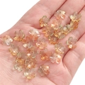 DIY cherry blossom beads in amber gradient glass with shimmering glitter details - 11mm (1mm Hole, 10 Pcs/Pack) / Gradient Gold Glitter Coffee