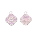 Ciondolo floreale con sfumatura rosa e viola e finitura in lega argento opaco - 14# Fiore di Pesco-Ciondolo Portafortuna (BJI1169) / 1 Pezzo