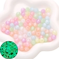 Cuentas de acrílico macaron luminosas para joyería DIY con efecto brillante - 10mm (30 piezas) / Colores Mezclados Luminosos