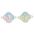 Ciondolo a farfalla argentato in smalto blu e rosa per creazione di gioielli - 18# Collegamento Retrò Doppi Uccelli Perlescenti (BJI1169) / 1 Pezzo