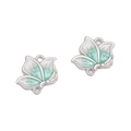 Silver butterfly charm with gradient white and mint green enamel for DIY jewelry - Leaf Butterfly Double Loop Double Sided